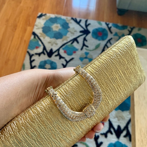 New beautiful party clutch purse golden stone - Picture 3 of 8
